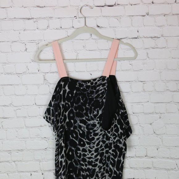 20. Topshop leopard print silk black dress cold shoulder Size 2 - Picture 7 of 9